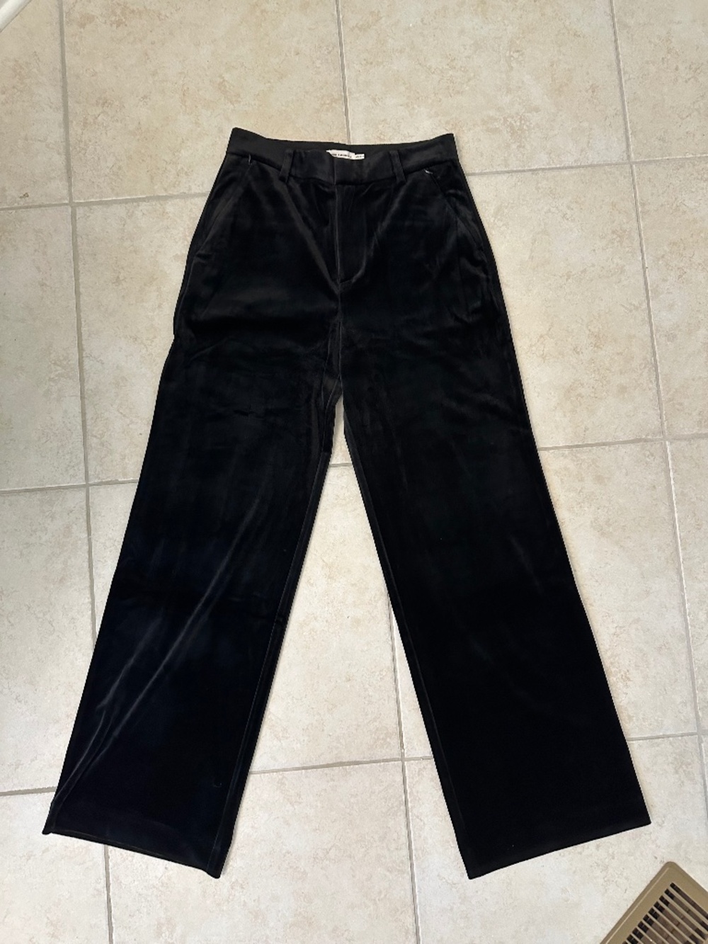 Good American Black Velvet Wide Leg Dress Pants